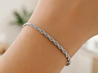 14k White Gold Solid Diamond Cut Rope Bracelet (2.50 mm)