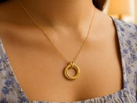 14K Yellow Gold Interlocking Diamond Cut Trinity Necklace