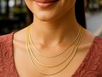 Elegant 14K Gold Three-Strand Herringbone Chain Necklace