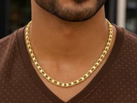 14k Yellow Gold Men's Necklace with Track Design Links