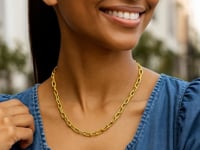 14K Yellow Gold Charm Lock Paperclip Chain