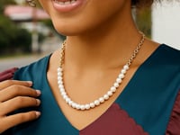 14k Yellow Gold Oval Chain Necklace with Pearls